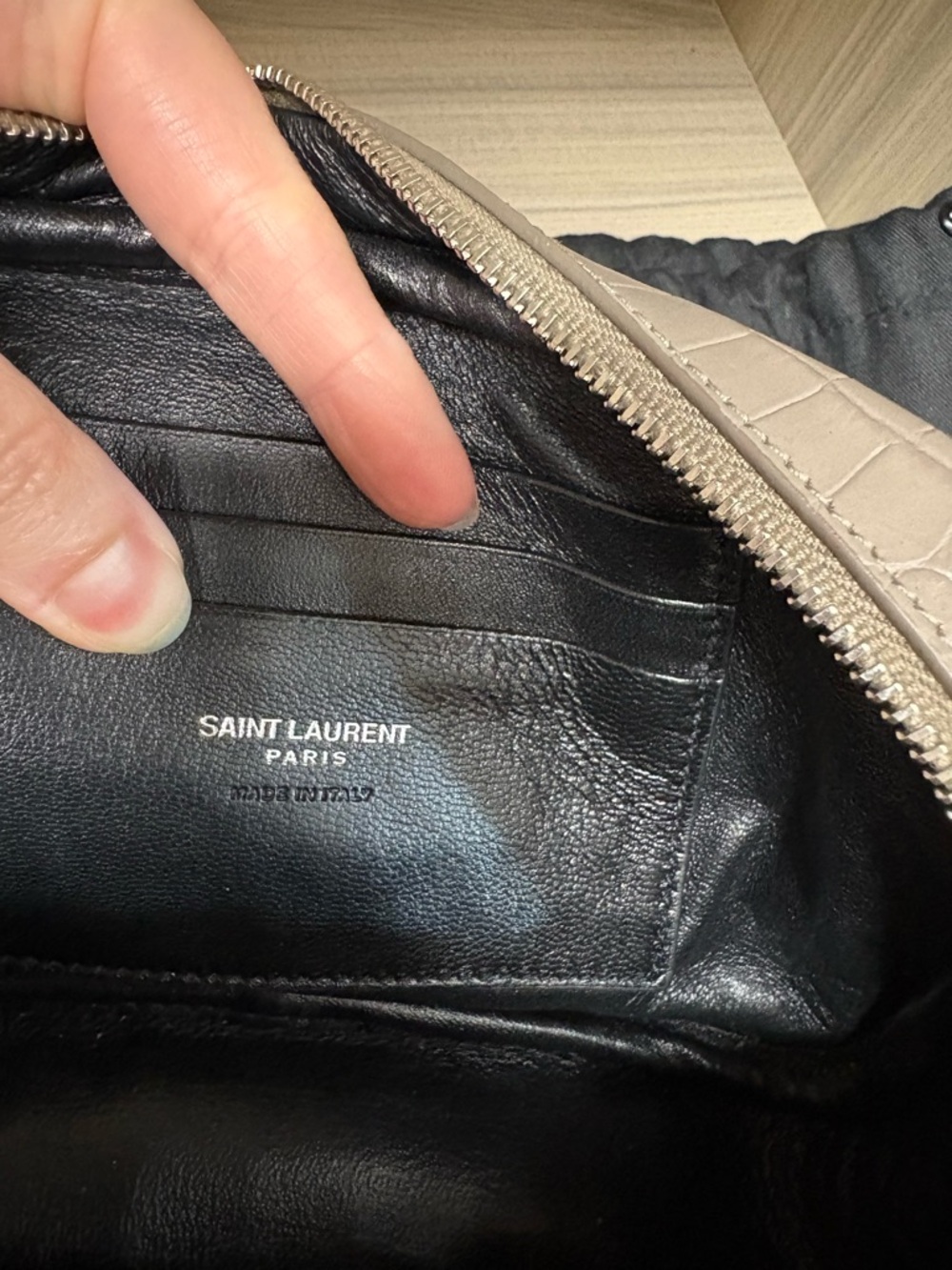 Saint Laurent Croc-Embossed Camera Crossbody with Tassel - Picture 7 of 8